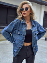 Load image into Gallery viewer, Pocketed Button Down Collared Neck Denim Top