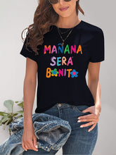 Load image into Gallery viewer, Letter Graphic Round Neck Short Sleeve T-Shirt