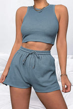 Load image into Gallery viewer, Round Neck Top and Drawstring Shorts Set