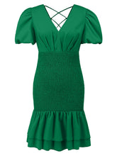 Load image into Gallery viewer, Layered Backless V-Neck Short Sleeve Dress