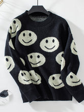 Load image into Gallery viewer, Smile Pattern Round Neck Long Sleeve Sweater