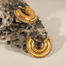 Load image into Gallery viewer, Titanium Steel Inlaid Zircon C-Hoop Earrings