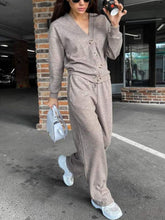 Load image into Gallery viewer, Full Size Button Up Long Sleeve Top and Pants Set