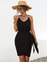 Load image into Gallery viewer, Twisted V-Neck Sleeveless Mini Dress