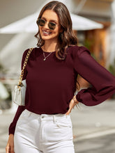 Load image into Gallery viewer, Round Neck Long Sleeve Blouse