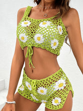 Load image into Gallery viewer, Flower Cutout Wide Strap Two-Piece Cover Up