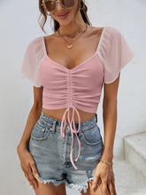 Load image into Gallery viewer, Drawstring Short Sleeve Crop Top