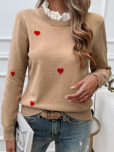 Load image into Gallery viewer, Devine Lace Detail Heart Long Sleeve Sweater