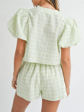 Load image into Gallery viewer, V-Neck Puff Sleeve Top and Shorts Set