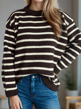 Load image into Gallery viewer, Striped Round Neck Long Sleeve Sweater