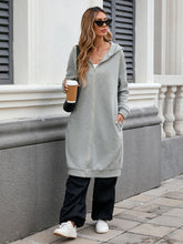 Load image into Gallery viewer, Zip Up Long Sleeve Longline Hooded Outerwear