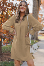 Load image into Gallery viewer, Long Puff Sleeve Notched Neck Dress