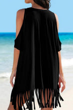 Load image into Gallery viewer, Fringe V-Neck Cold Shoulder Cover Up