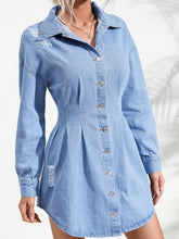 Load image into Gallery viewer, Distressed Button Up Long Sleeve Denim Dress