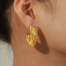 Load image into Gallery viewer, Titanium Steel Inlaid Zircon C-Hoop Earrings