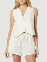 Load image into Gallery viewer, Button Up V-Neck Top and Pocketed Shorts Set