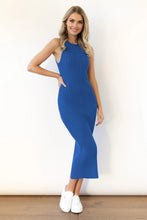 Load image into Gallery viewer, Slit Ribbed Round Neck Sleeveless Dress