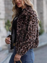 Load image into Gallery viewer, Leopard Collared Neck Zip Up Jacket