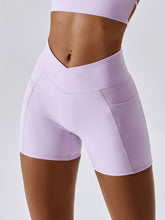Load image into Gallery viewer, Ruched Pocketed High Waist Active Shorts