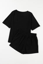 Load image into Gallery viewer, Round Neck Short Sleeve Top and Drawstring Shorts Set