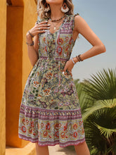 Load image into Gallery viewer, Printed Tie Neck Sleeveless Dress