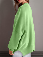 Load image into Gallery viewer, Double Take Side Slit Round Neck Long Sleeve Sweater