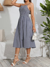 Load image into Gallery viewer, Smocked Plaid Square Neck Cami Dress
