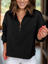 Load image into Gallery viewer, Textured Half Zip Long Sleeve Sweatshirt