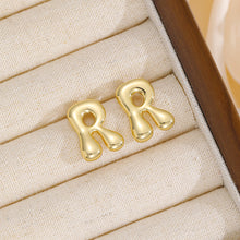 Load image into Gallery viewer, 18K Gold-Plated Bubble Letter Stud Earrings
