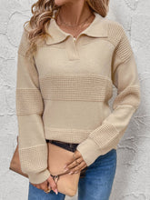 Load image into Gallery viewer, Perfee Johnny Collar Dropped Shoulder Sweater