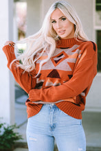 Load image into Gallery viewer, Geometric Mock Neck Sweater
