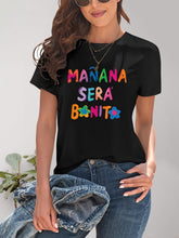 Load image into Gallery viewer, Letter Graphic Round Neck Short Sleeve T-Shirt