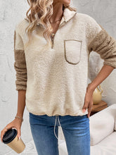 Load image into Gallery viewer, Perfee Contrast Half Zip Long Sleeve Sweatshirt