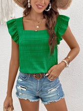 Load image into Gallery viewer, Ruffled Square Neck Cap Sleeve Blouse