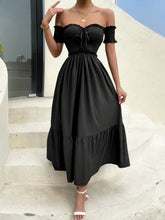Load image into Gallery viewer, Off-Shoulder Short Sleeve Midi Dress