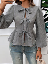Load image into Gallery viewer, Devine Tied Round Neck Long Sleeve Blouse