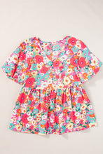 Load image into Gallery viewer, Peplum Floral V-Neck Short Sleeve Blouse