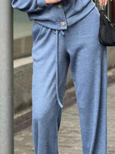 Load image into Gallery viewer, Full Size Button Up Long Sleeve Top and Pants Set