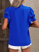 Load image into Gallery viewer, Ruffled Notched Short Sleeve Blouse