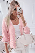 Load image into Gallery viewer, Contrast Trim V-Neck Long Sleeve Cardigan
