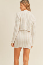 Load image into Gallery viewer, MABLE Houndstooth Cropped Knit Cardigan and Mini Skirt Set