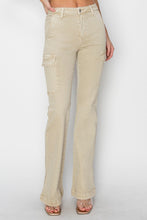 Load image into Gallery viewer, RISEN Full Size High Rise Side Slit Cargo Bootcut Jeans