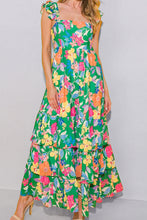 Load image into Gallery viewer, Tiered Ruffled Printed Sleeveless Dress