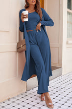 Load image into Gallery viewer, Drawstring Tank, Long Sleeve Cover Up and Pants Set