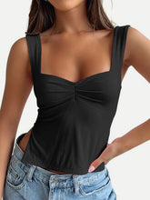 Load image into Gallery viewer, Ruched Sweetheart Neck Wide Strap Tank