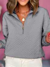 Load image into Gallery viewer, Textured Half Zip Long Sleeve Sweatshirt