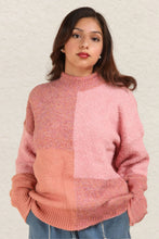 Load image into Gallery viewer, VERY J Color Block Mock Neck Drop Shoulder Sweater