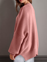 Load image into Gallery viewer, Double Take Side Slit Round Neck Long Sleeve Sweater