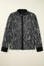 Load image into Gallery viewer, Sequin Collared Neck Long Sleeve Shirt