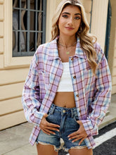 Load image into Gallery viewer, Plaid Collared Neck Long Sleeve Shirt